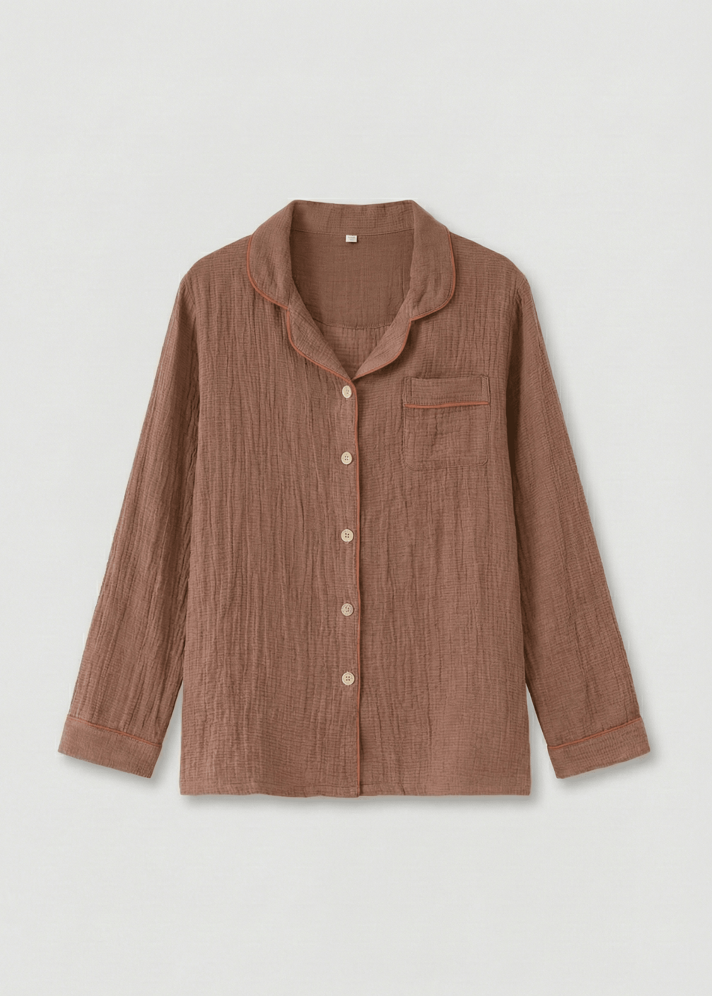  - Ever Lasting - Noa Cotton Japanese Style Lapel Pajama Set / Brown - Pajama Set - Ever Lasting