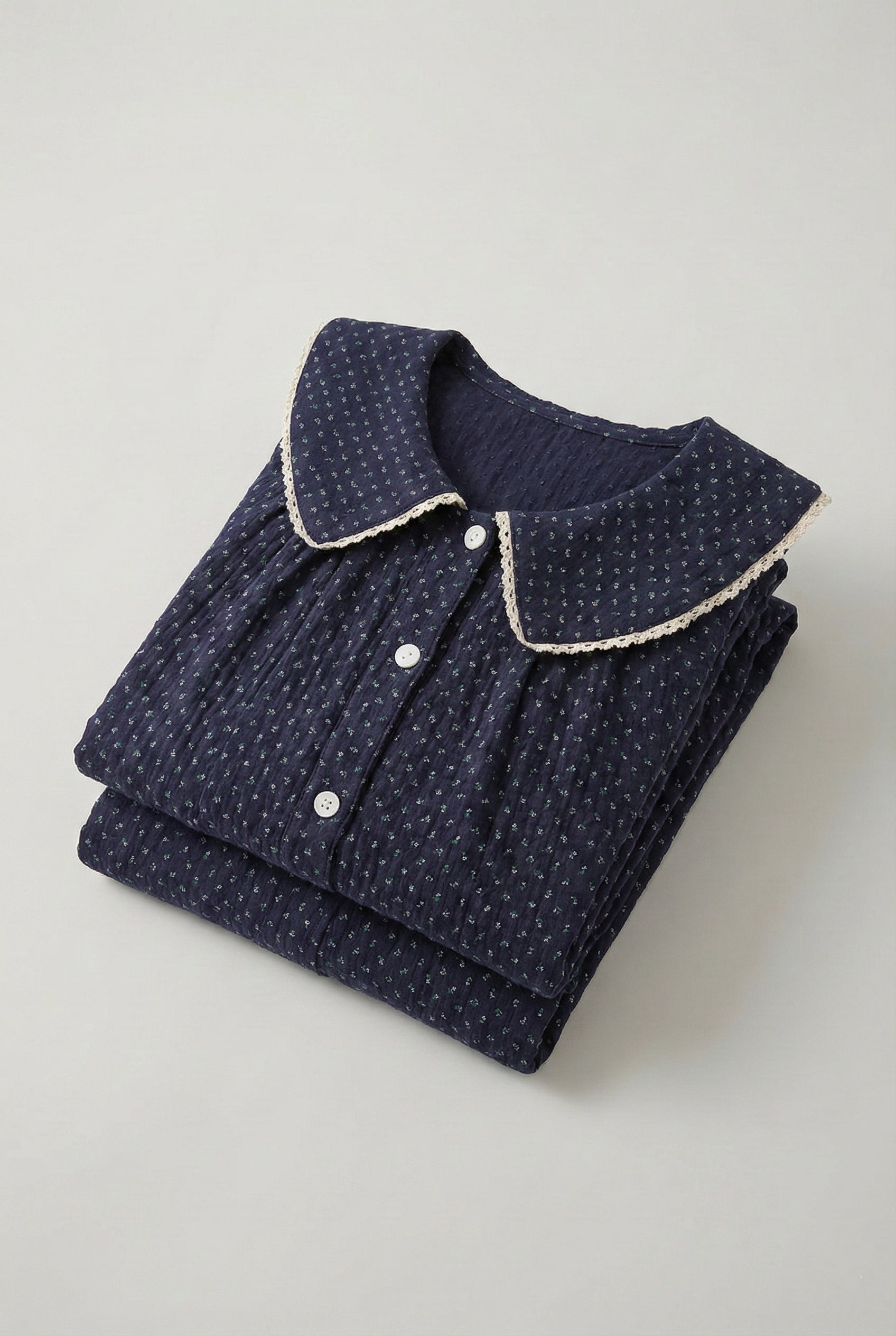  - Ever Lasting - Noelle Cotton Lapel Pajama Set / Dark Blue - Pajamas - Ever Lasting