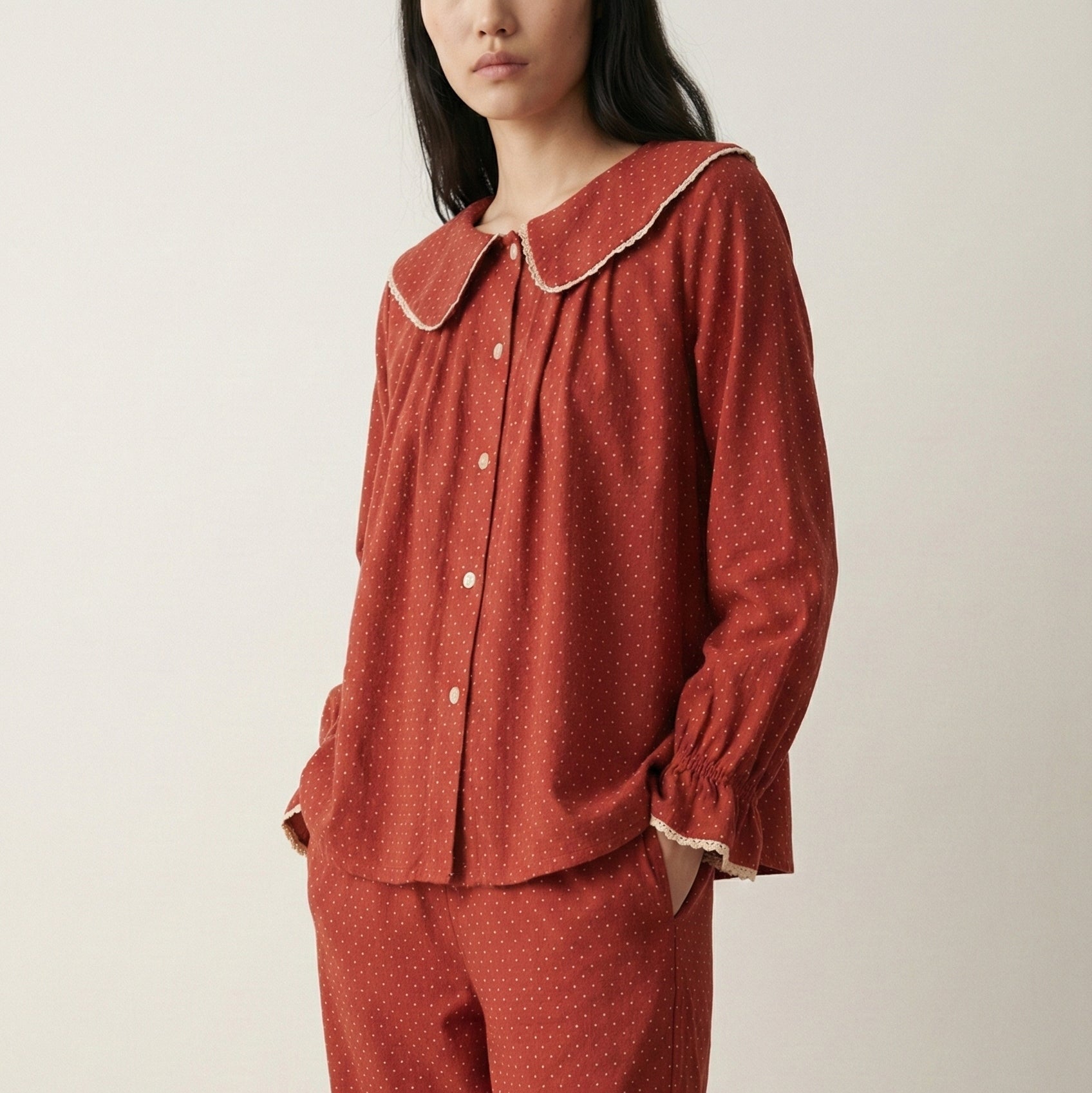  - Ever Lasting - Noelle Cotton Lapel Pajama Set / Dark Blue - Pajamas - Ever Lasting