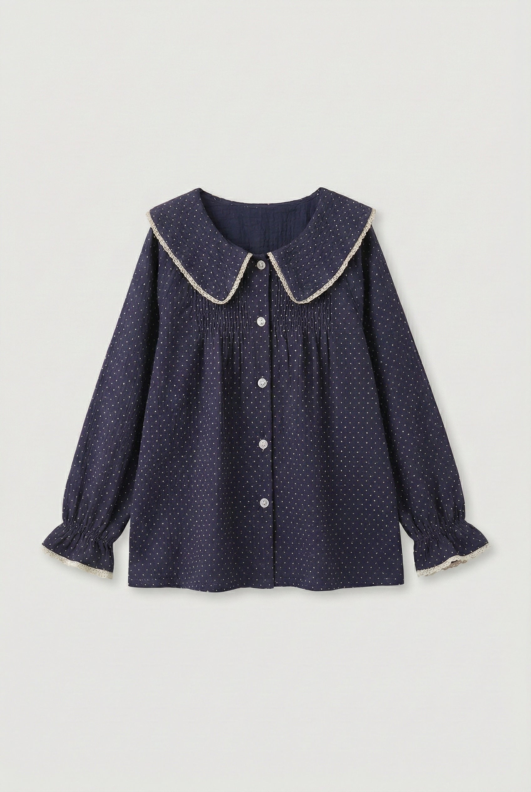  - Ever Lasting - Noelle Cotton Lapel Pajama Set / Dark Blue - Pajamas - Ever Lasting