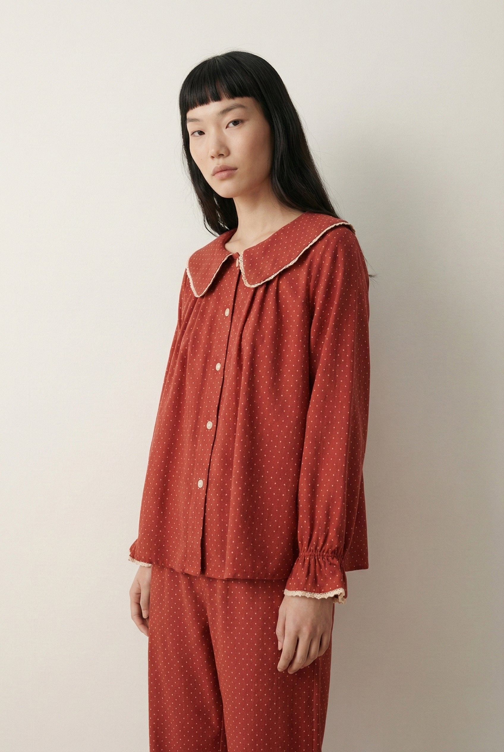  - Ever Lasting - Noelle Cotton Lapel Pajama Set / Dark Blue - Pajamas - Ever Lasting