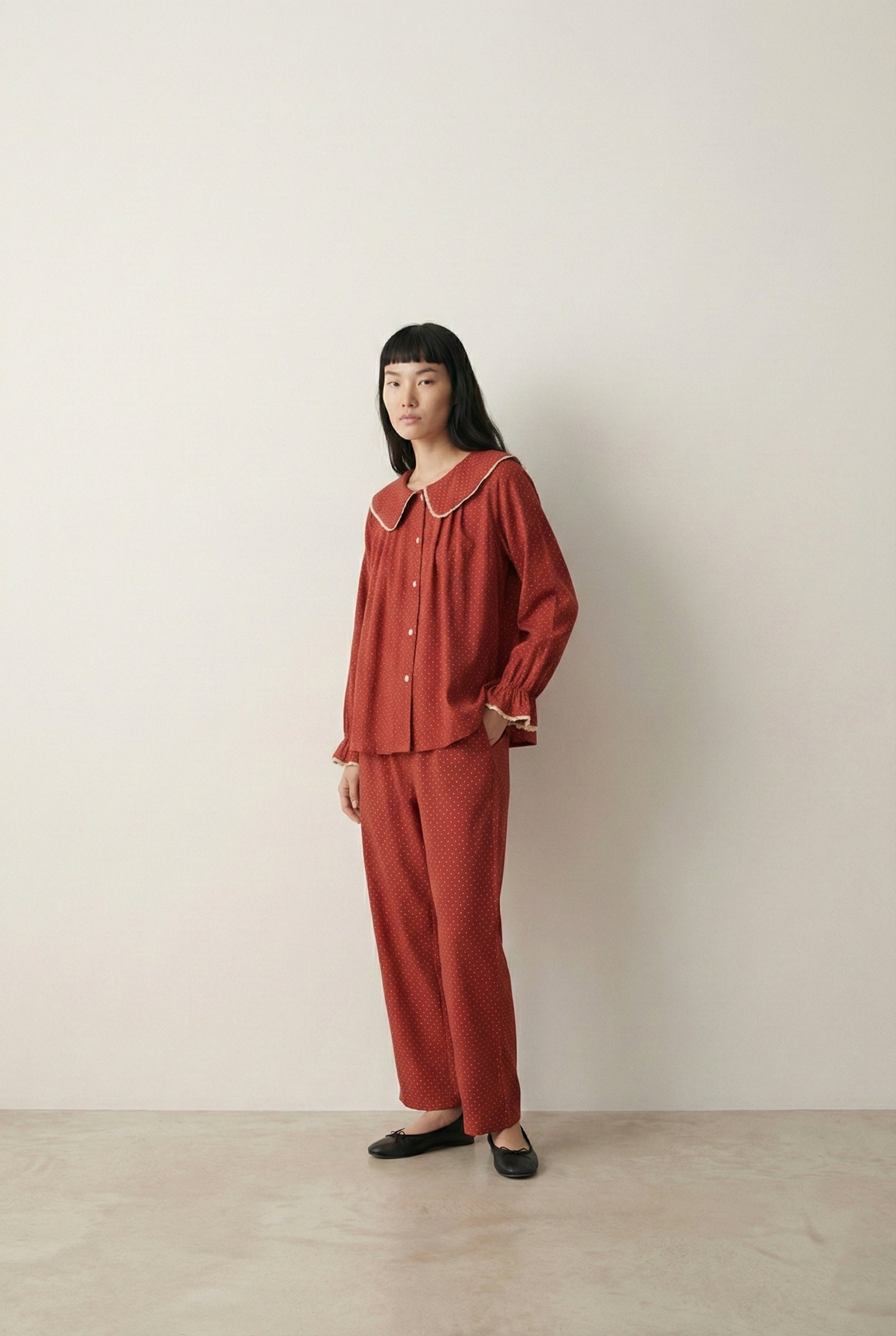  - Ever Lasting - Noelle Cotton Lapel Pajama Set / Dark Blue - Pajamas - Ever Lasting