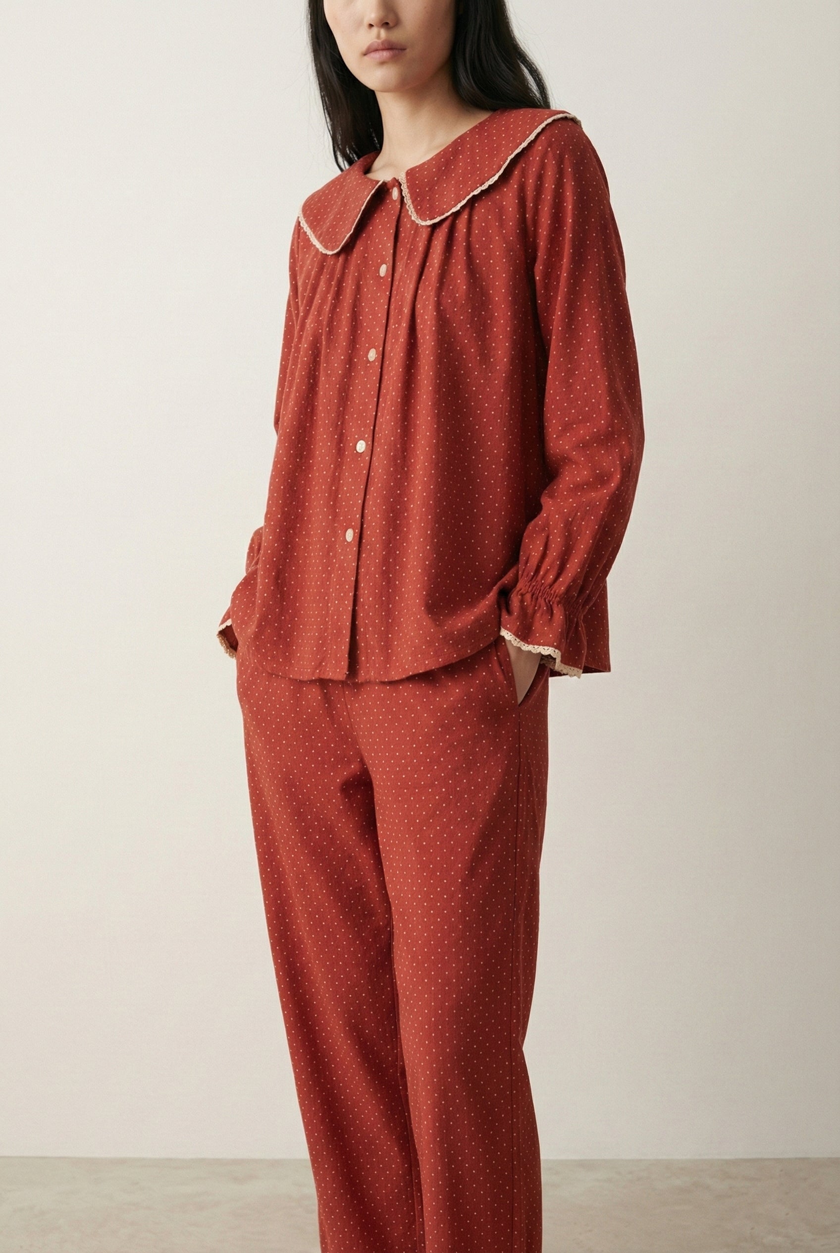  - Ever Lasting - Noelle Cotton Lapel Pajama Set / Dark Blue - Pajamas - Ever Lasting