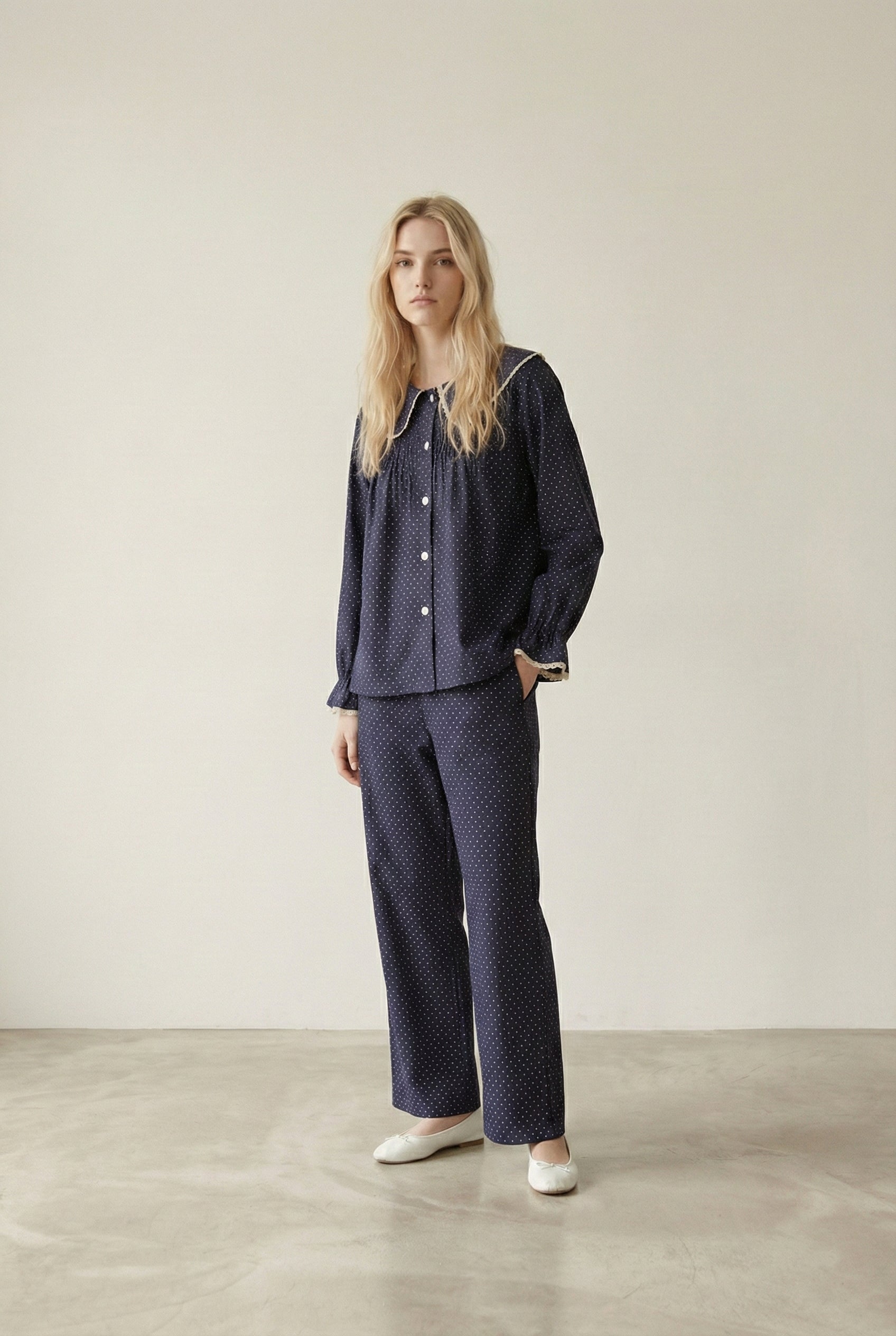  - Ever Lasting - Noelle Cotton Lapel Pajama Set / Red - Pajamas - Ever Lasting