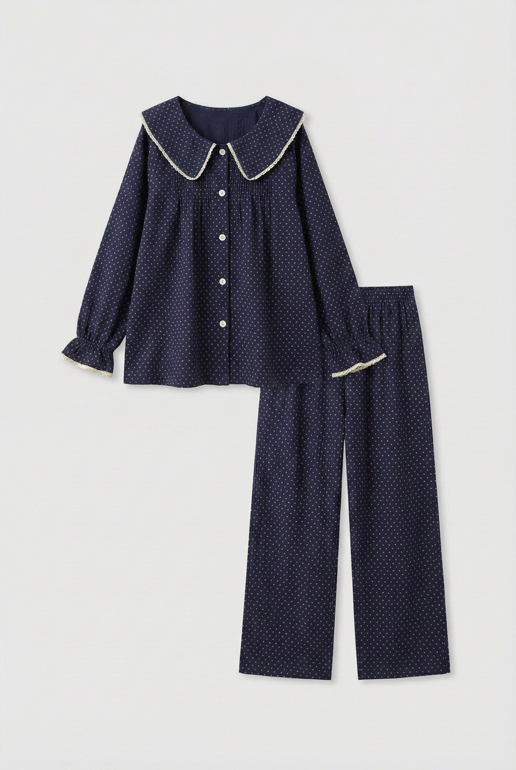  - Ever Lasting - Noelle Cotton Lapel Pajama Set / Red - Pajamas - Ever Lasting