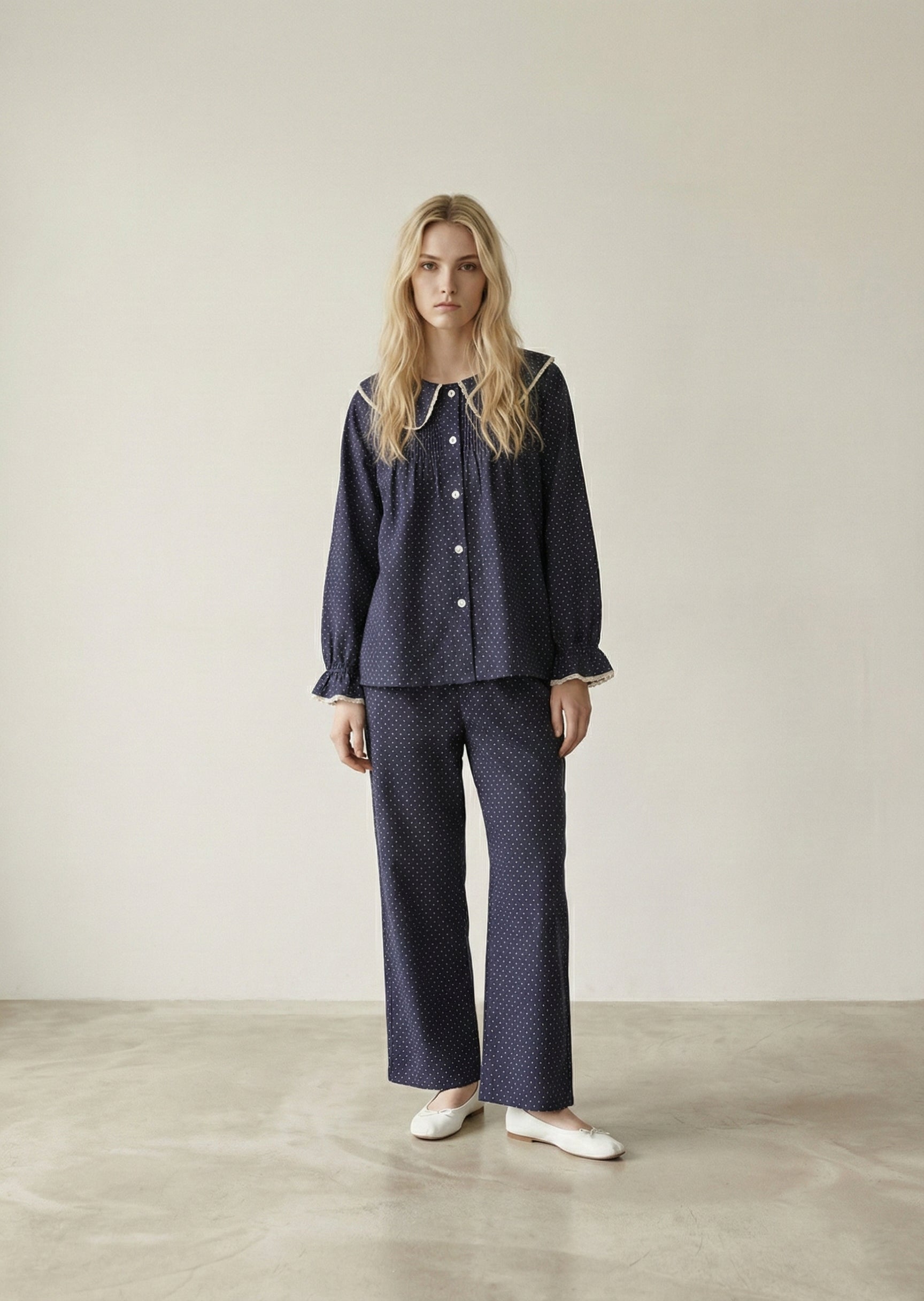  - Ever Lasting - Noelle Cotton Lapel Pajama Set / Red - Pajamas - Ever Lasting