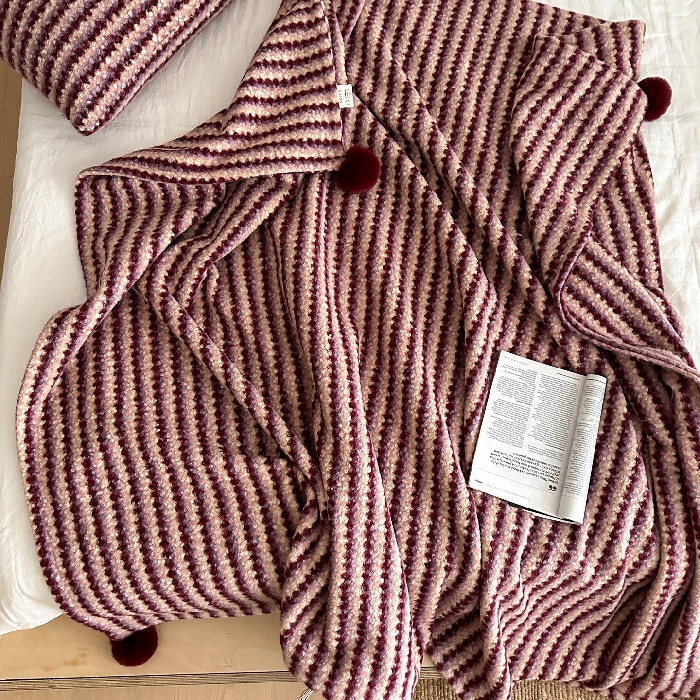  - Ever Lasting - Noelle Driftwood Stripe Velvet Throw / Green - Blanket - Ever Lasting