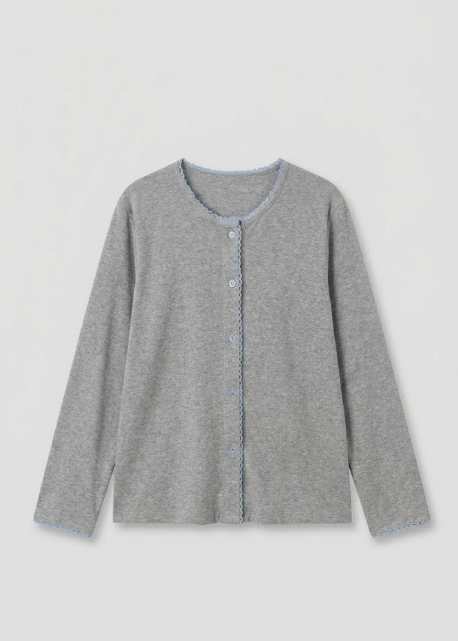  - Ever Lasting - Nola Long - Sleeve Lace Pajama Set / Gray - Pajamas - Ever Lasting