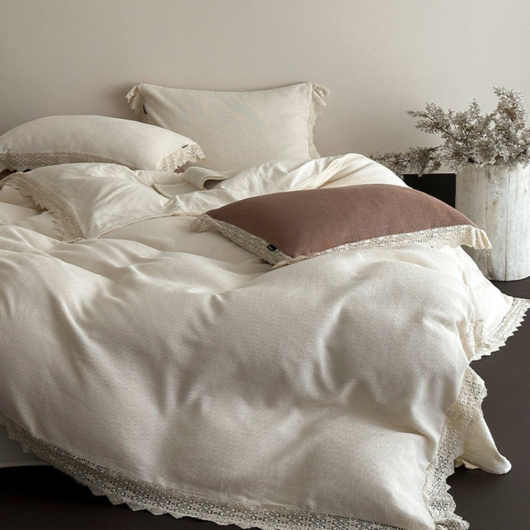 Nora Lace Double Gauze Ruffle Bedding Bundle - Ever Lasting