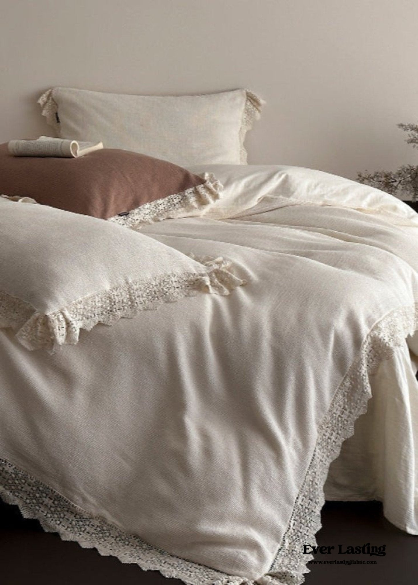 Nora Lace Double Gauze Ruffle Bedding Bundle - Ever Lasting