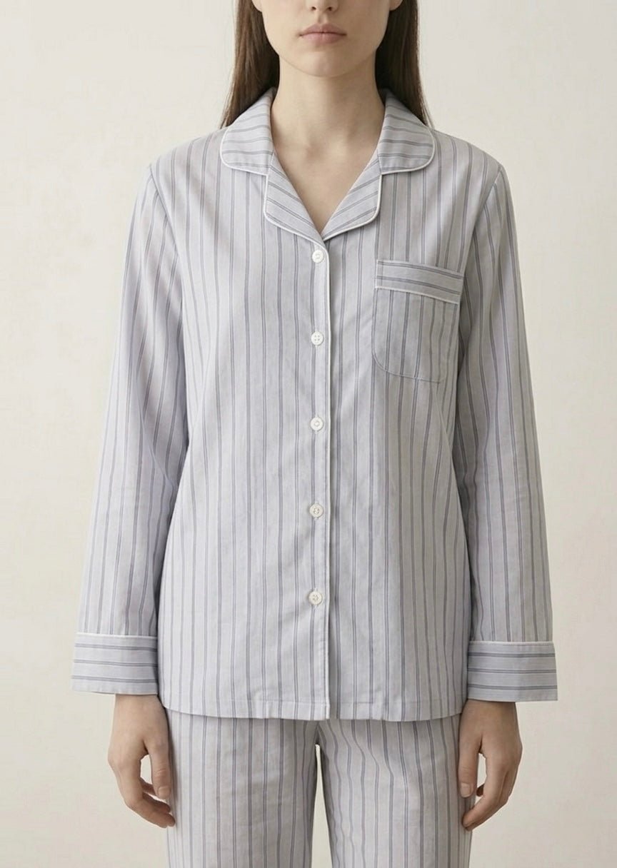  - Ever Lasting - Nyelle Double Gauze Striped Pajama Set / Blue - Pajamas - Ever Lasting