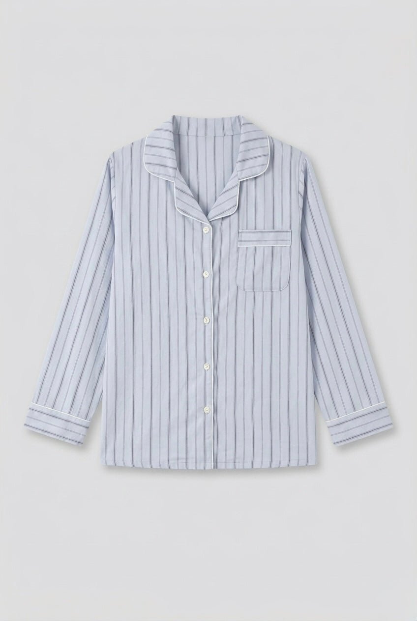  - Ever Lasting - Nyelle Double Gauze Striped Pajama Set / Blue - Pajamas - Ever Lasting