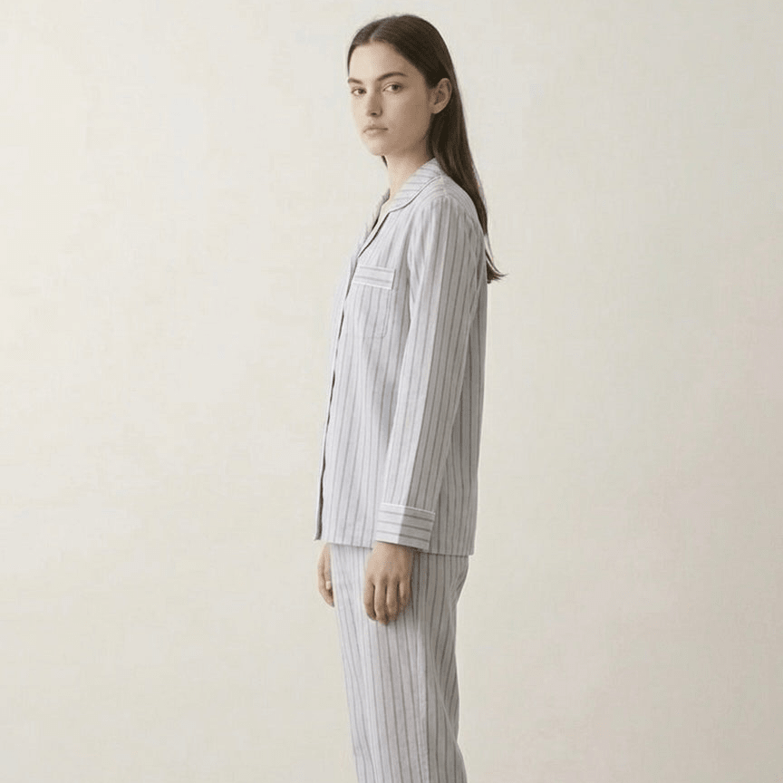  - Ever Lasting - Nyelle Double Gauze Striped Pajama Set / Blue - Pajamas - Ever Lasting