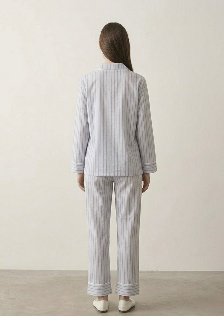  - Ever Lasting - Nyelle Double Gauze Striped Pajama Set / Blue - Pajamas - Ever Lasting