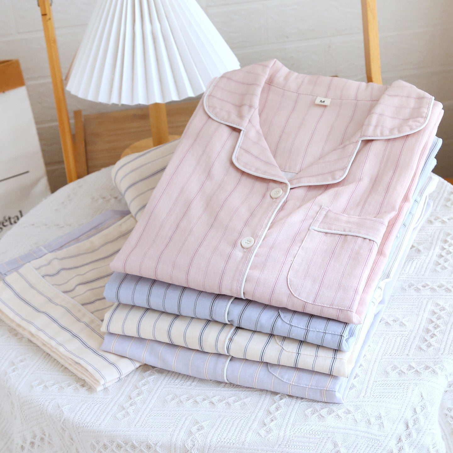  - Ever Lasting - Nyelle Double Gauze Striped Pajama Set / Blue - Pajamas - Ever Lasting