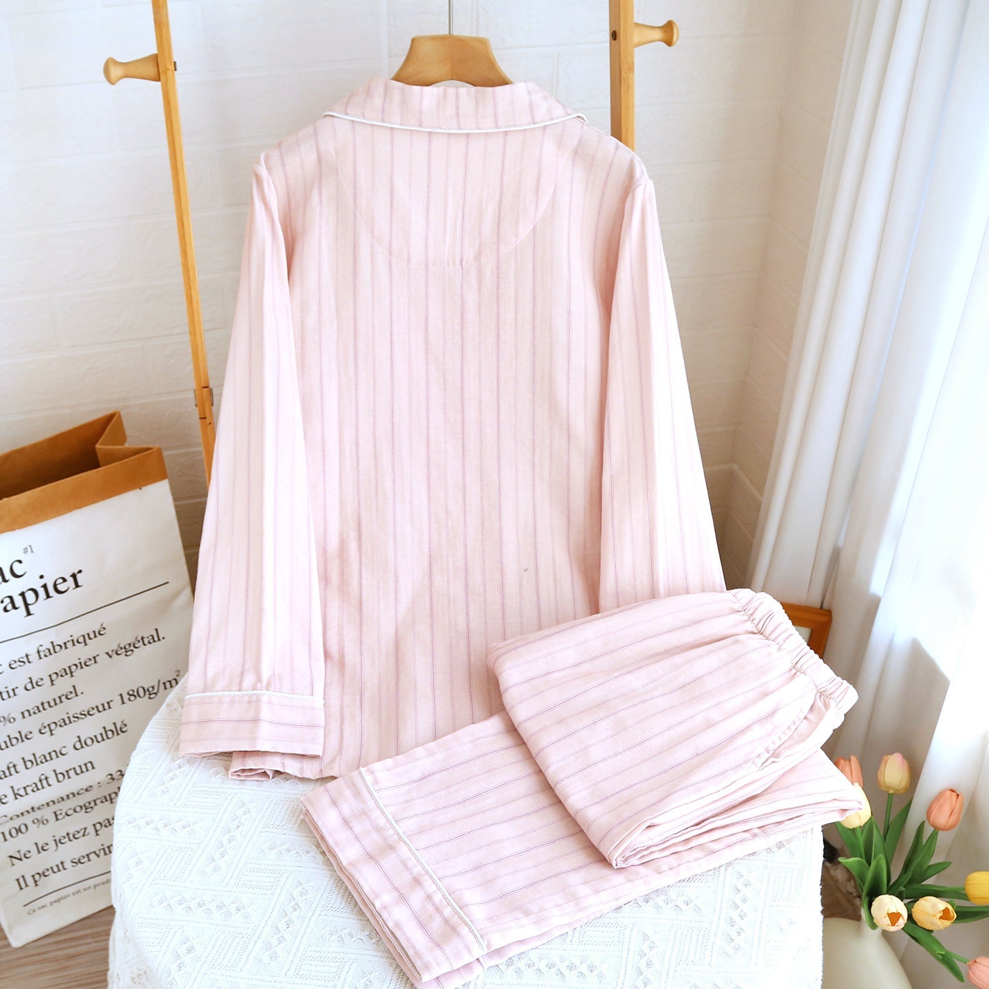  - Ever Lasting - Nyelle Double Gauze Striped Pajama Set / Blue - Pajamas - Ever Lasting