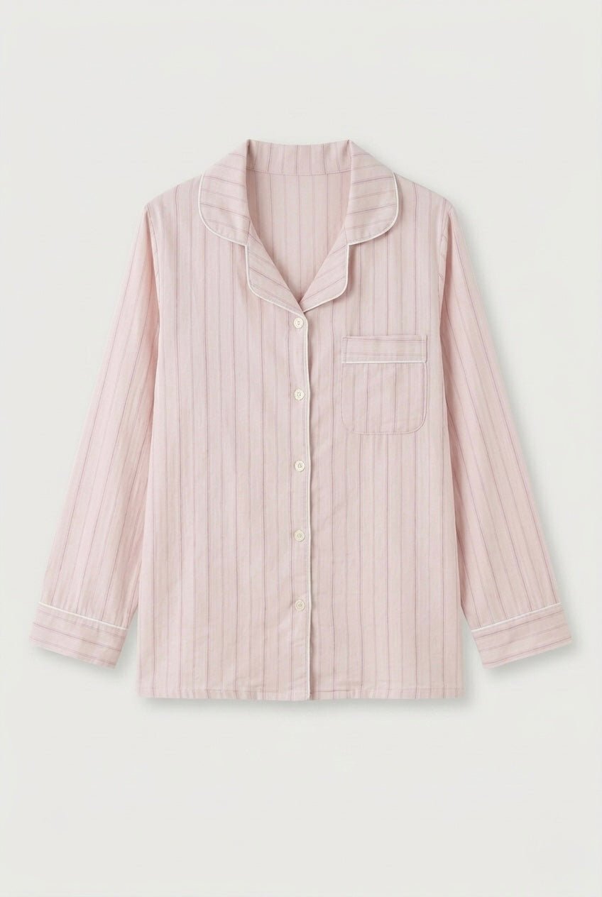  - Ever Lasting - Nyelle Double Gauze Striped Pajama Set / Pink - Pajamas - Ever Lasting