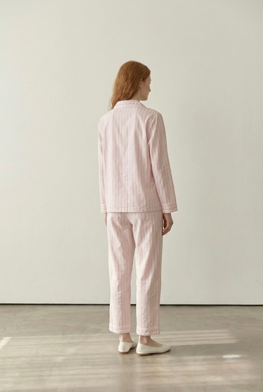  - Ever Lasting - Nyelle Double Gauze Striped Pajama Set / Pink - Pajamas - Ever Lasting