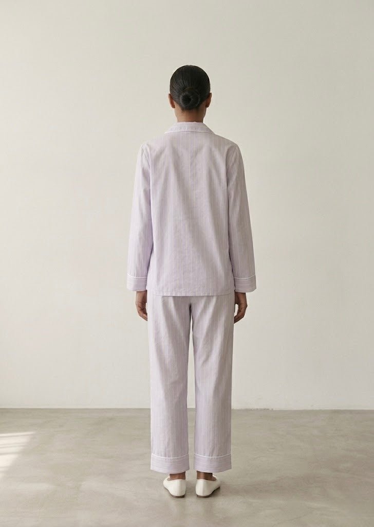  - Ever Lasting - Nyelle Double Gauze Striped Pajama Set / Purple - Pajamas - Ever Lasting