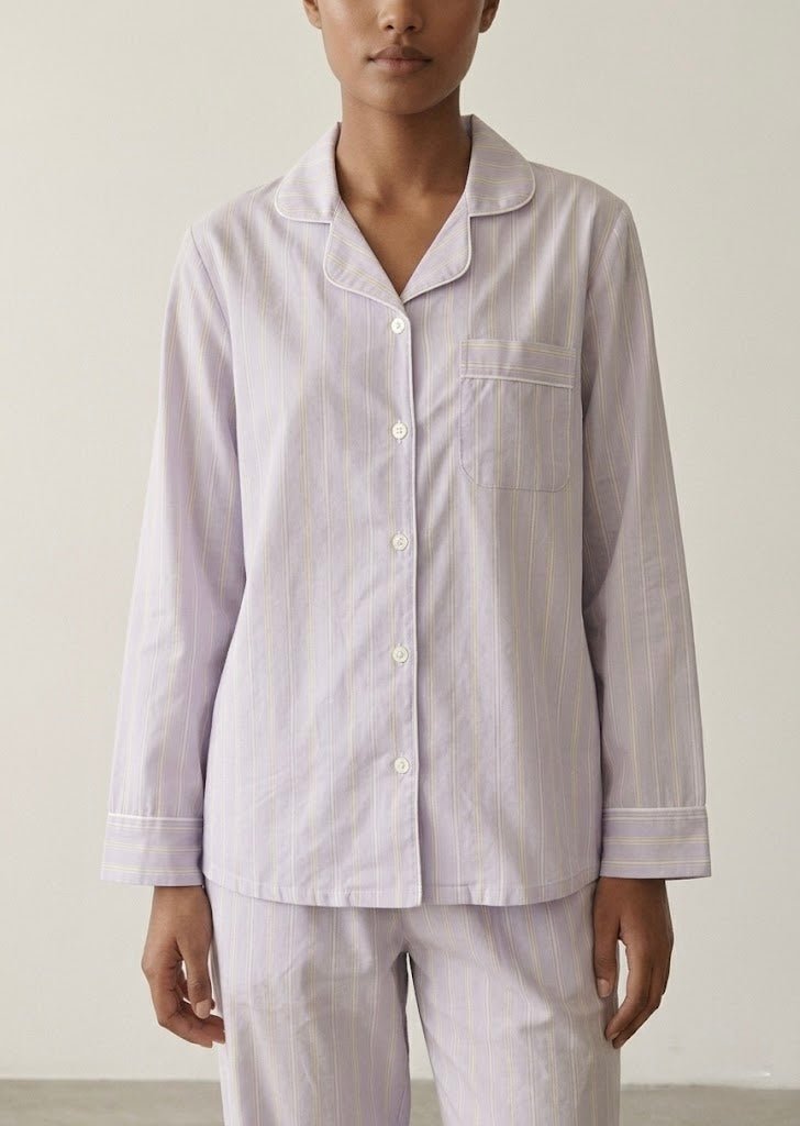  - Ever Lasting - Nyelle Double Gauze Striped Pajama Set / Purple - Pajamas - Ever Lasting