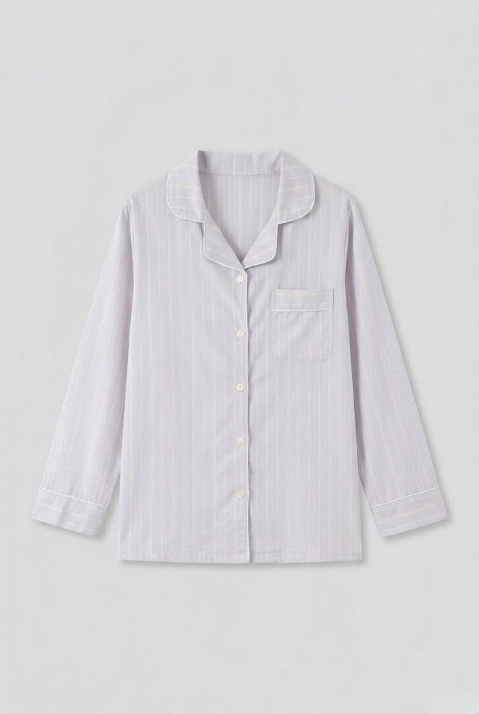  - Ever Lasting - Nyelle Double Gauze Striped Pajama Set / Purple - Pajamas - Ever Lasting
