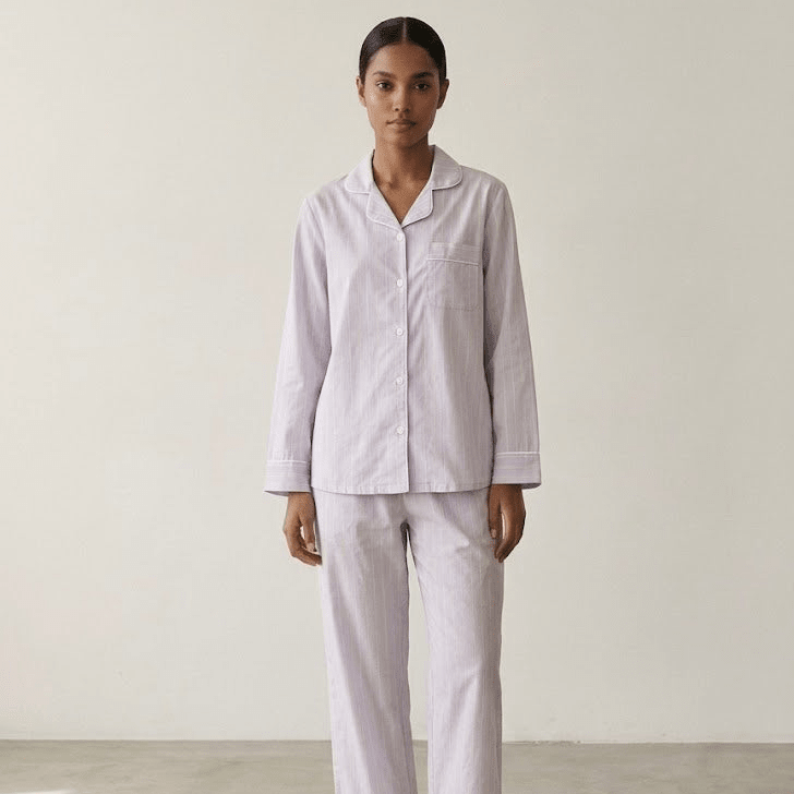  - Ever Lasting - Nyelle Double Gauze Striped Pajama Set / Purple - Pajamas - Ever Lasting