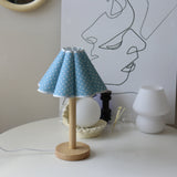 Oak Wood Table Lamp Petal / Blue Light