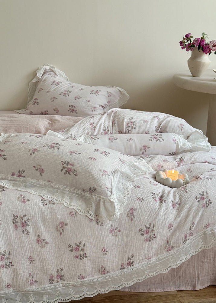 Odette French Floral Lace Ruffle Bedding Set / Purple - Ever Lasting