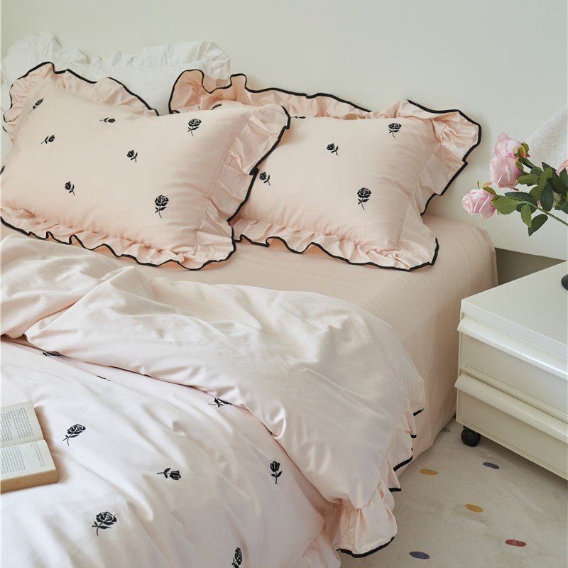  - Ever Lasting - Opal Floral Ruffle Lace Bedding Set / Purple - Bedding Set - Ever Lasting