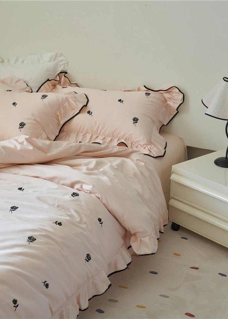  - Ever Lasting - Opal Floral Ruffle Lace Bedding Set / Purple - Bedding Set - Ever Lasting