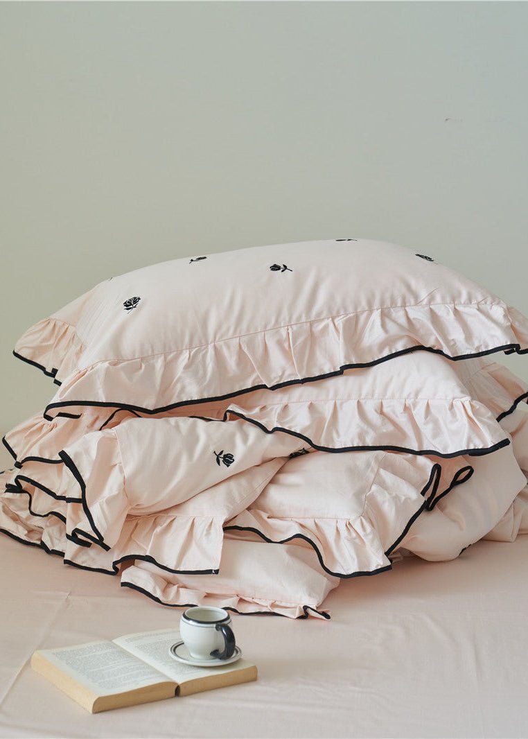  - Ever Lasting - Opal Floral Ruffle Lace Bedding Set / Purple - Bedding Set - Ever Lasting