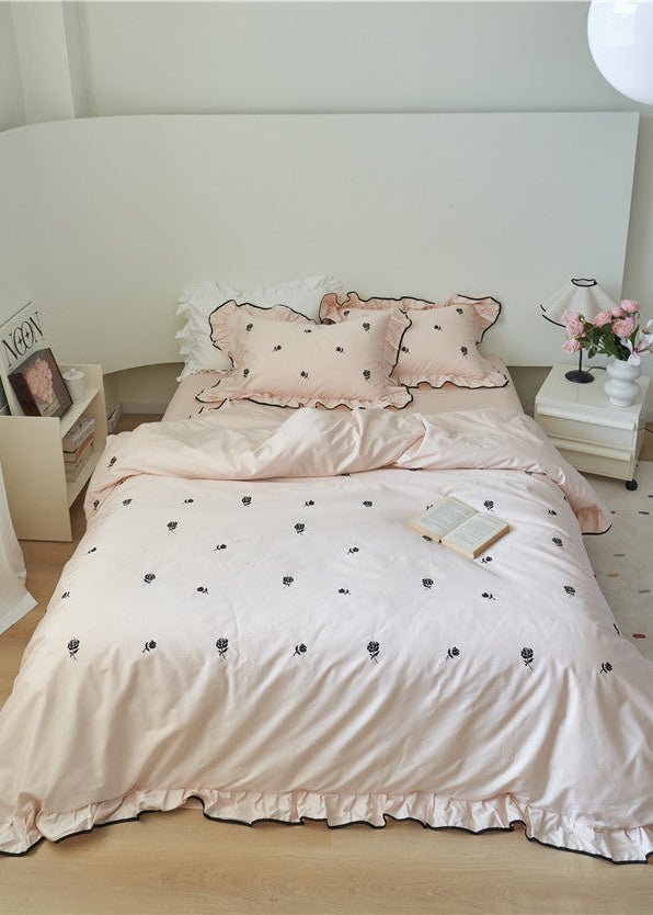  - Ever Lasting - Opal Floral Ruffle Lace Bedding Set / Purple - Bedding Set - Ever Lasting