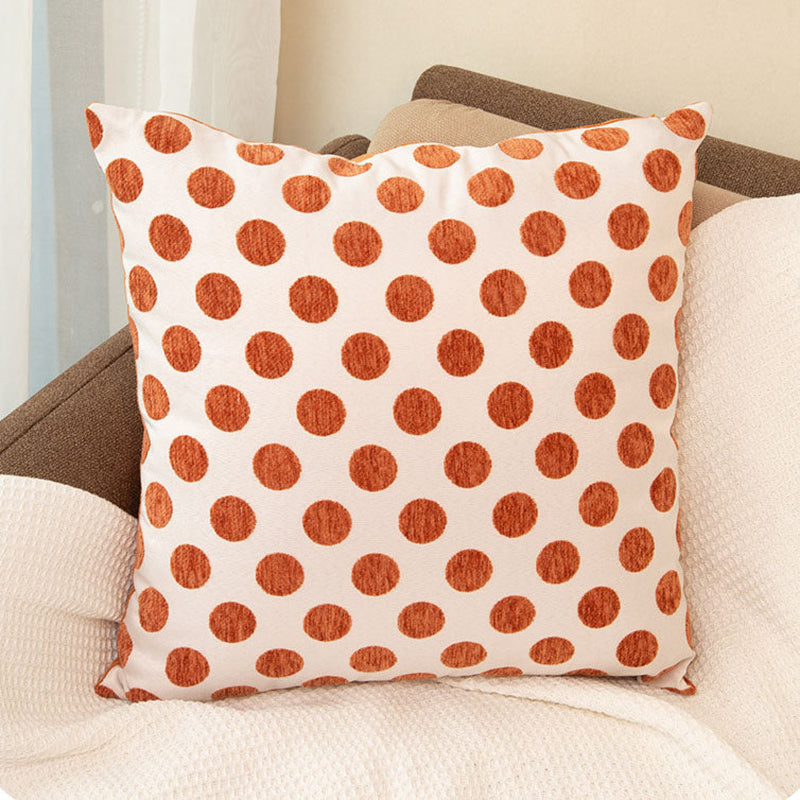 Orange Flower Pillow Set / Polka Dot Pillowcase Only