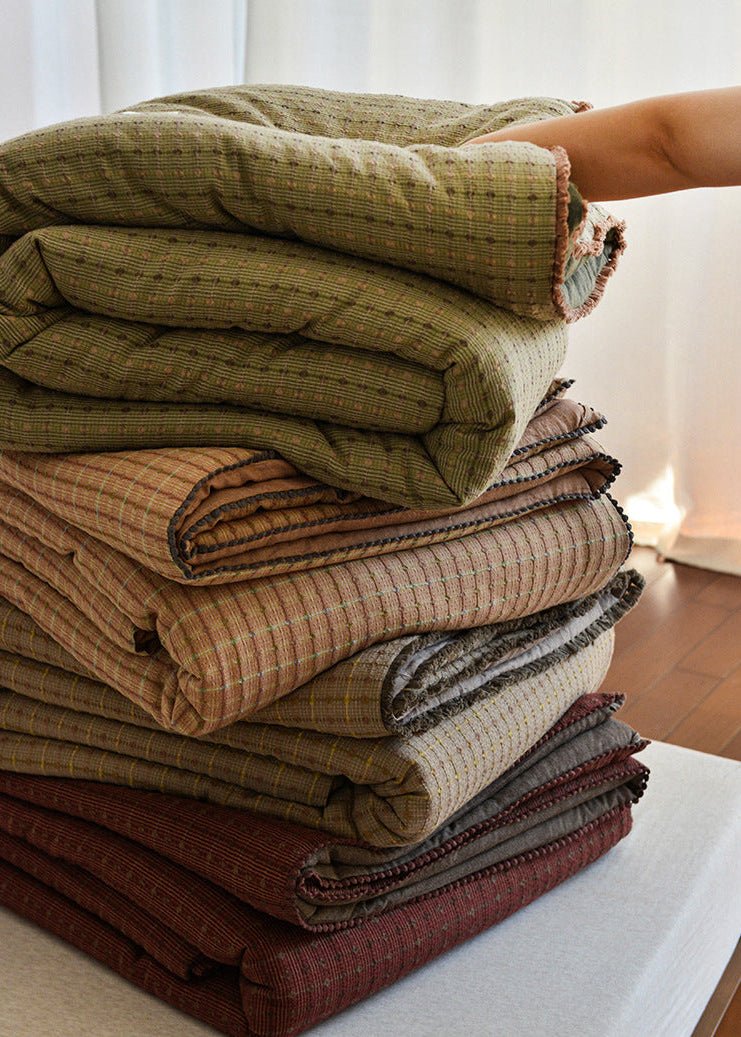  - Ever Lasting - Owen Retro Gingham Comforter Blanket / Brown - Blanket - Ever Lasting