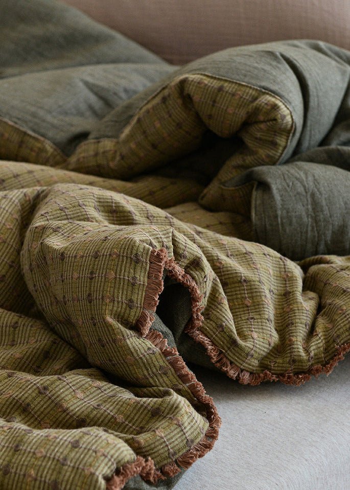  - Ever Lasting - Owen Retro Gingham Comforter Blanket / Brown - Blanket - Ever Lasting