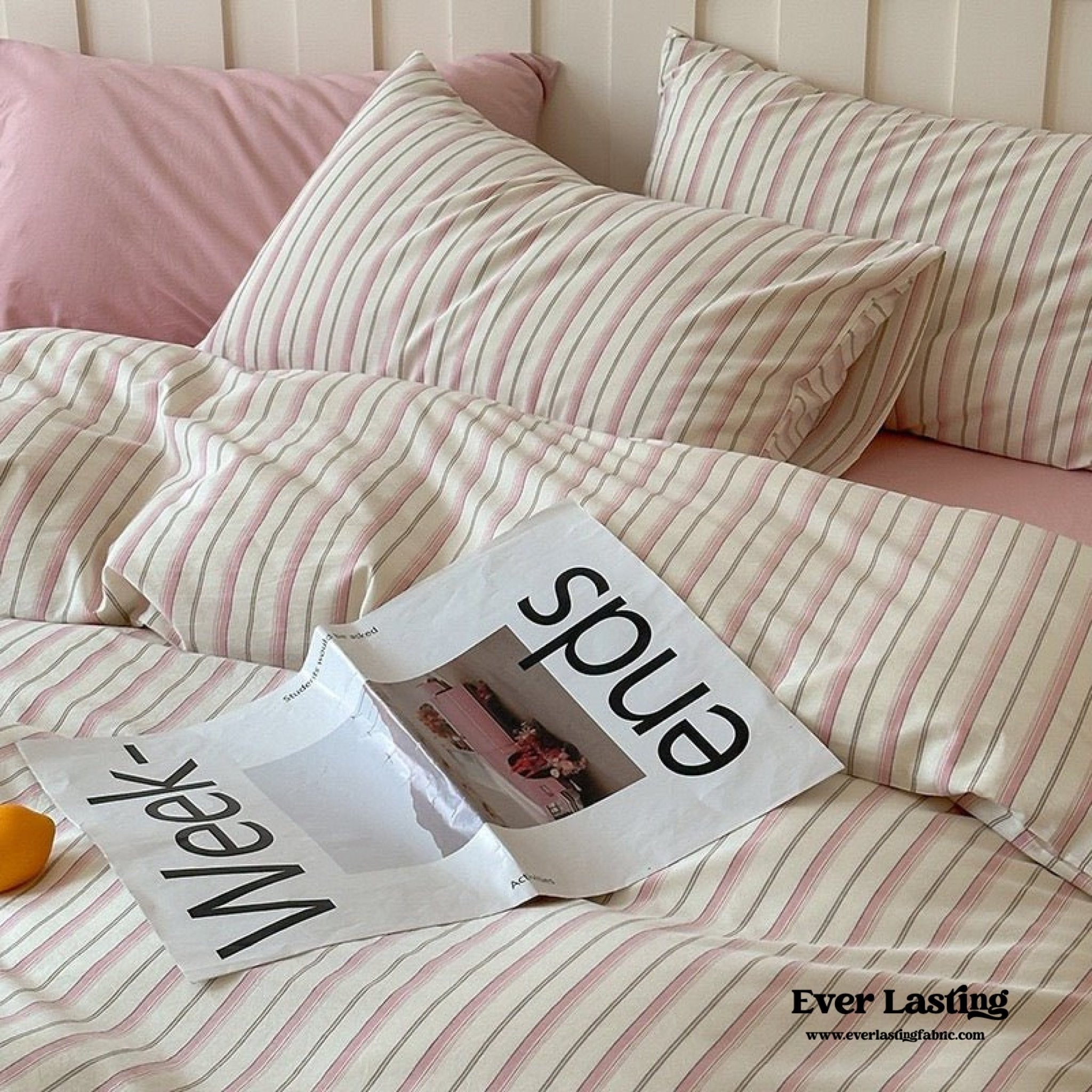 Parker Minimalist Striped Bedding Set / Pink - Ever Lasting
