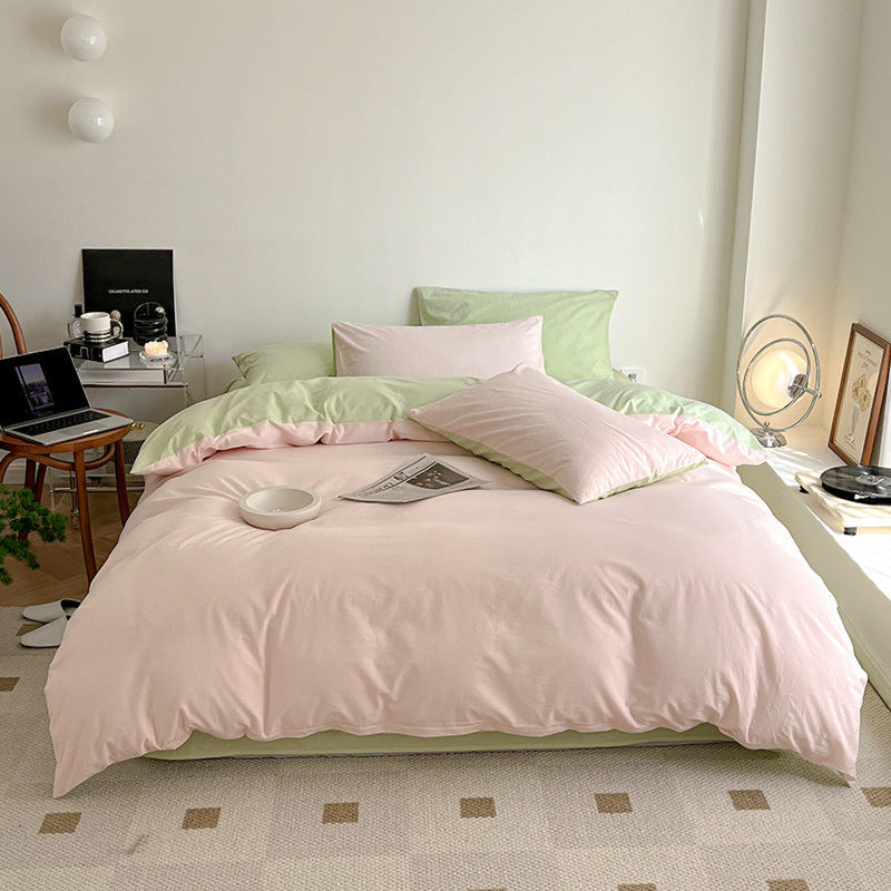Pastel Duo Bedding Set / Green + Blue Pink Small Flat