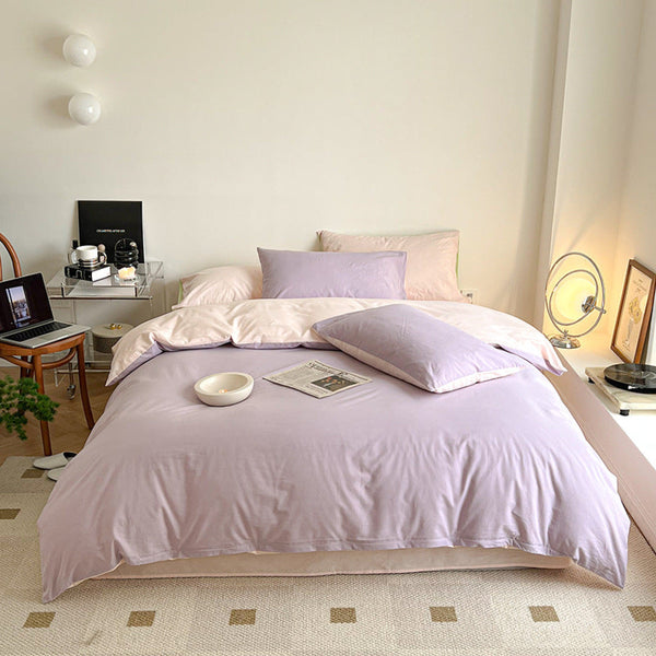 Pastel Duo Bedding Set / Purple + Pink Small Flat