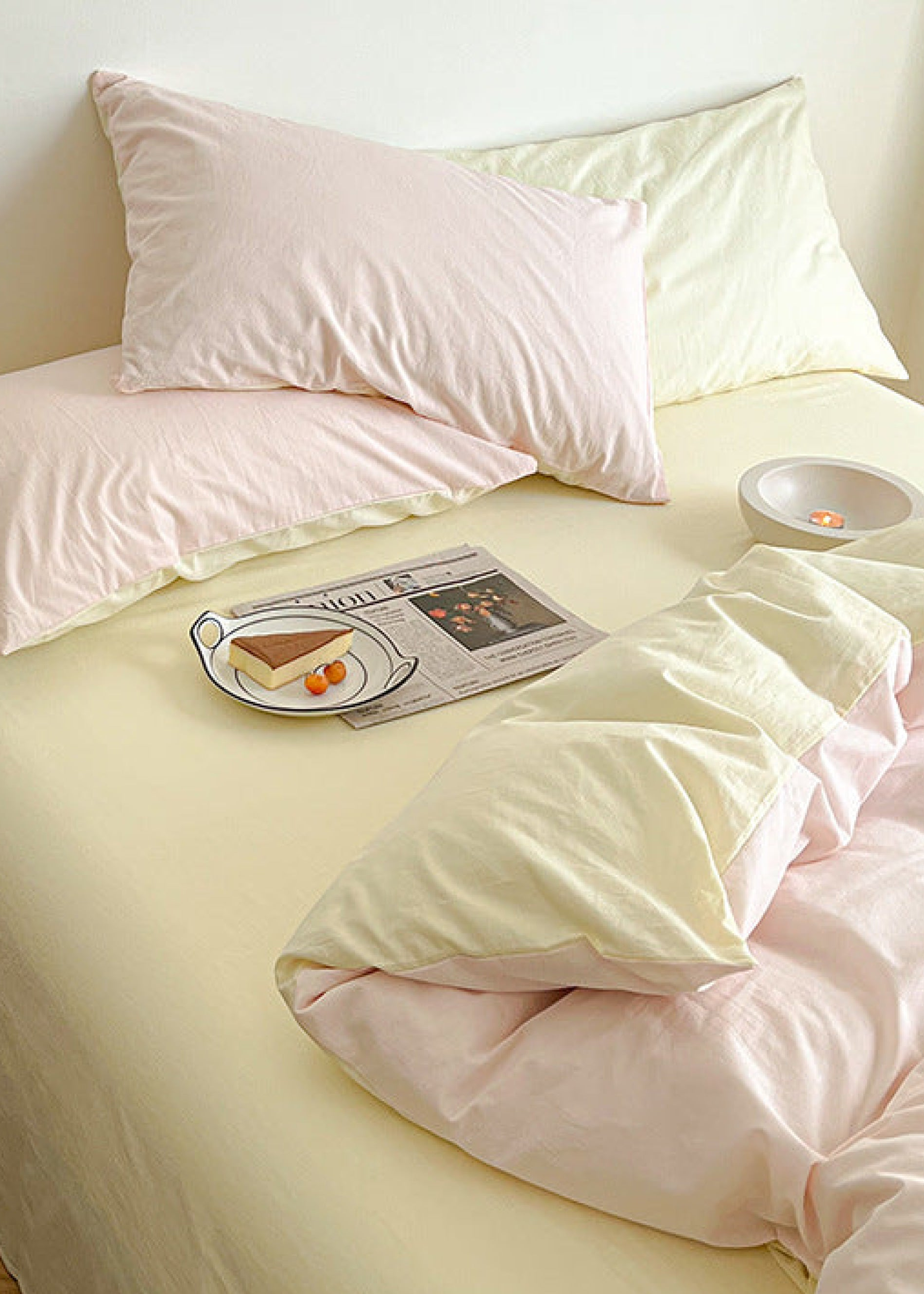 Pastel Duo Bedding Set / Yellow + Pink