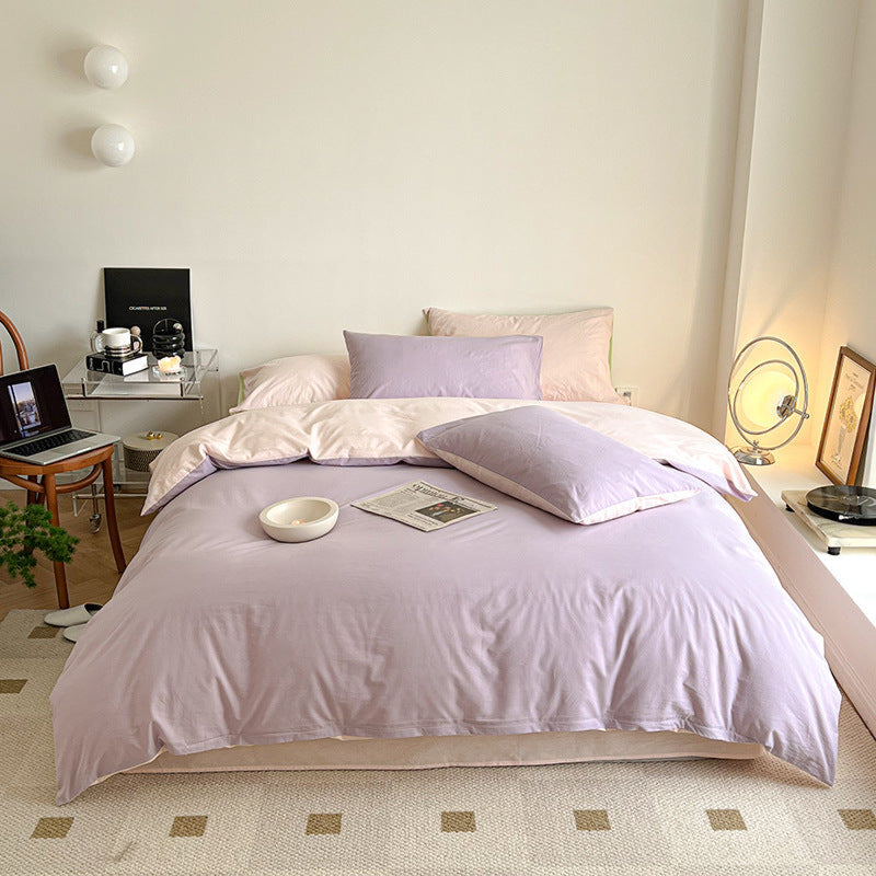 Pastel Duo Bedding Set / Yellow + Pink Purple Small Flat
