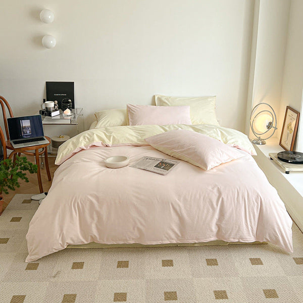 Pastel Duo Bedding Set / Yellow + Pink Small Flat