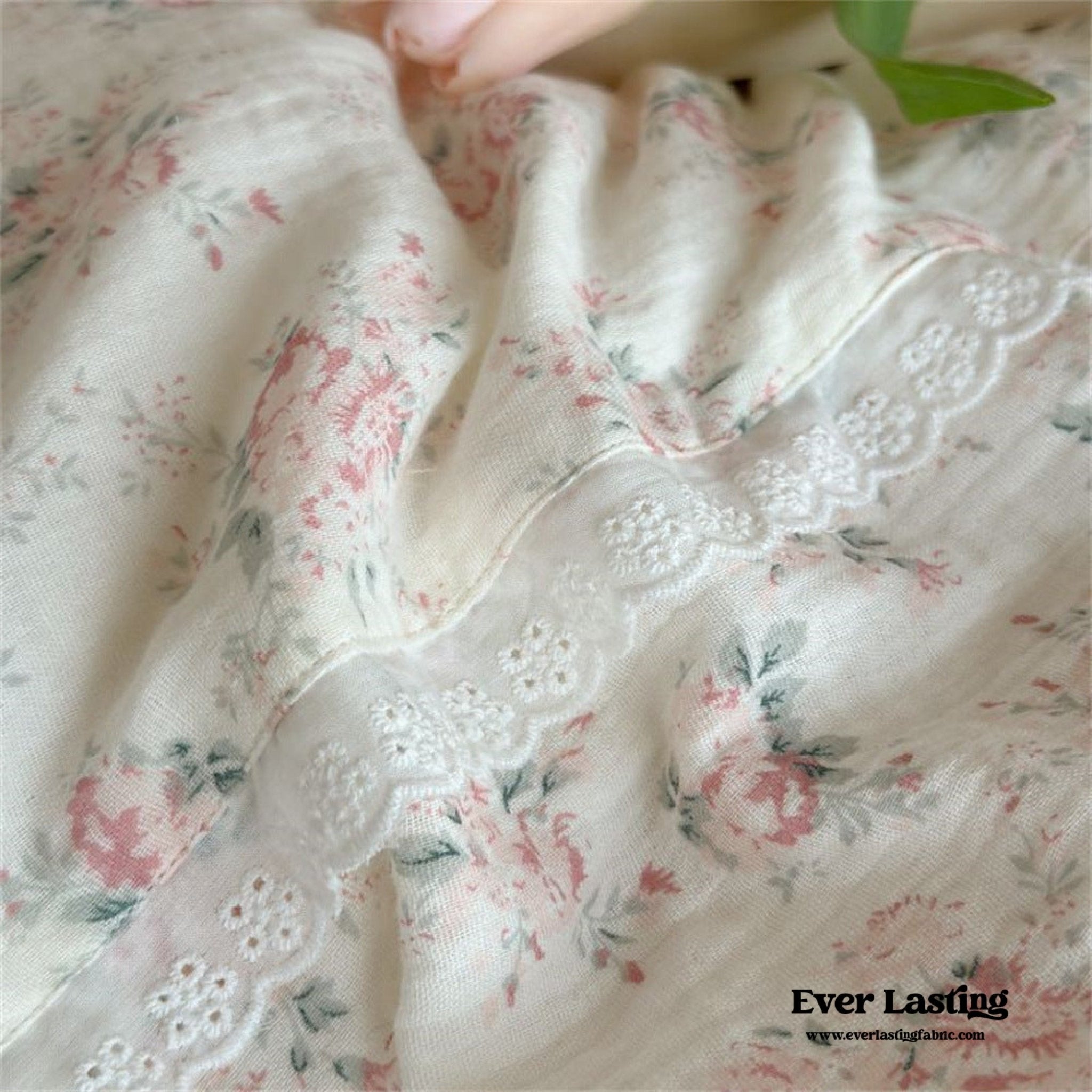 Pastel Pink Floral Double Layer Cotton Ruffle Bedding Bundle - Ever Lasting