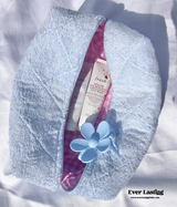 Pastel Towel Gingham Makeup Bag / Baby Blue