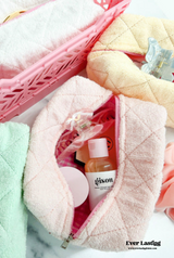 Pastel Towel Gingham Makeup Bag / Baby Pink