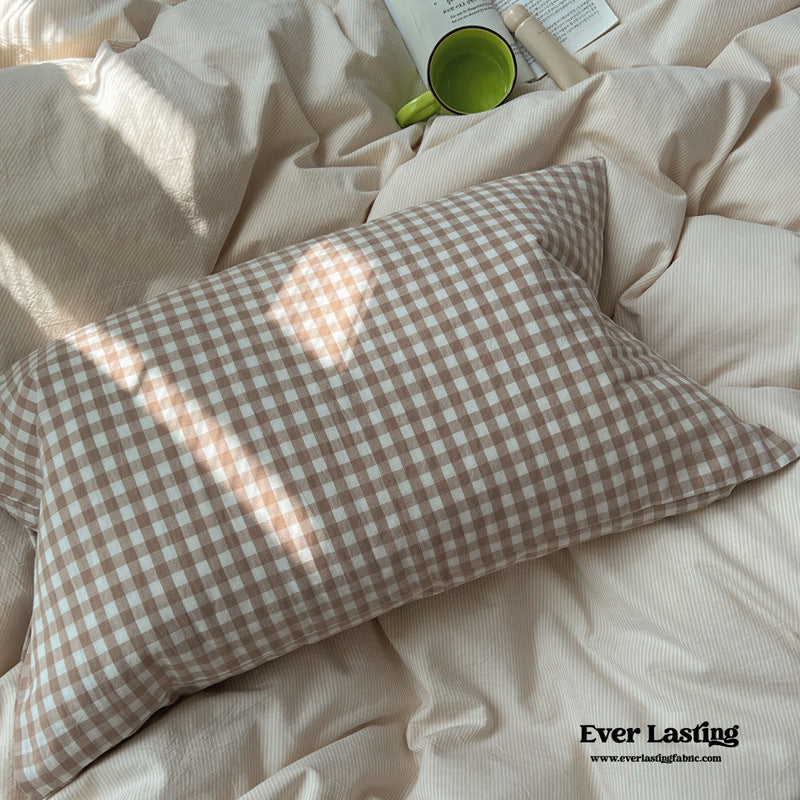 Peekaboo Gingham Stripe Bedding Set / Gray