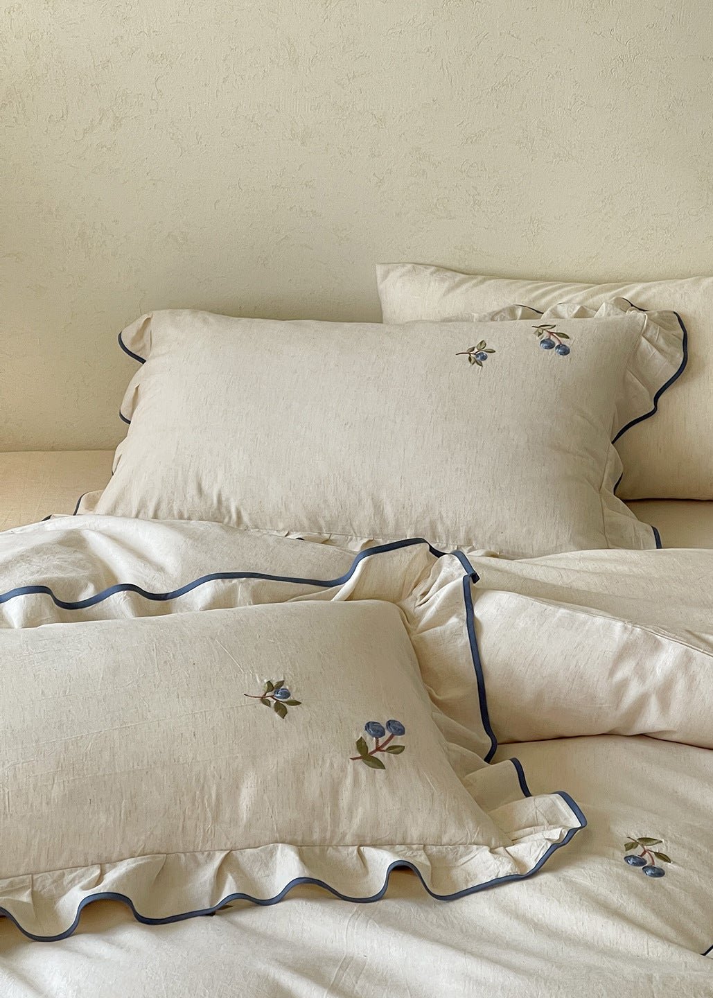 -Ever Lasting - Penelope Embroidery Bedding Set / Beige + Purple -Bedding Set -Ever Lasting
