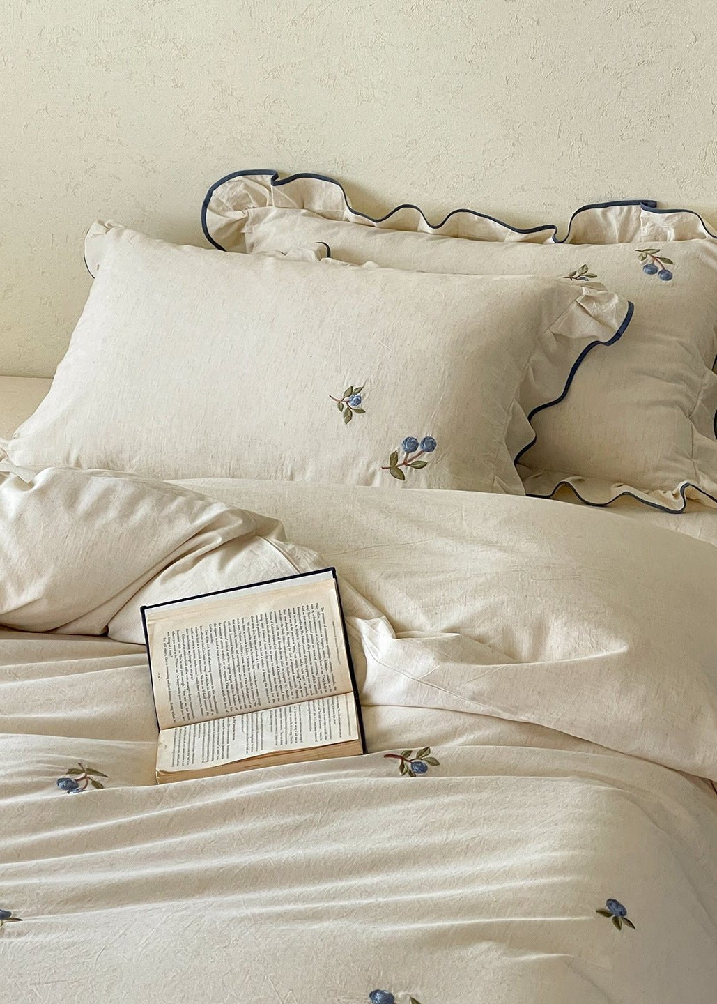 -Ever Lasting - Penelope Embroidery Bedding Set / Beige + Purple -Bedding Set -Ever Lasting