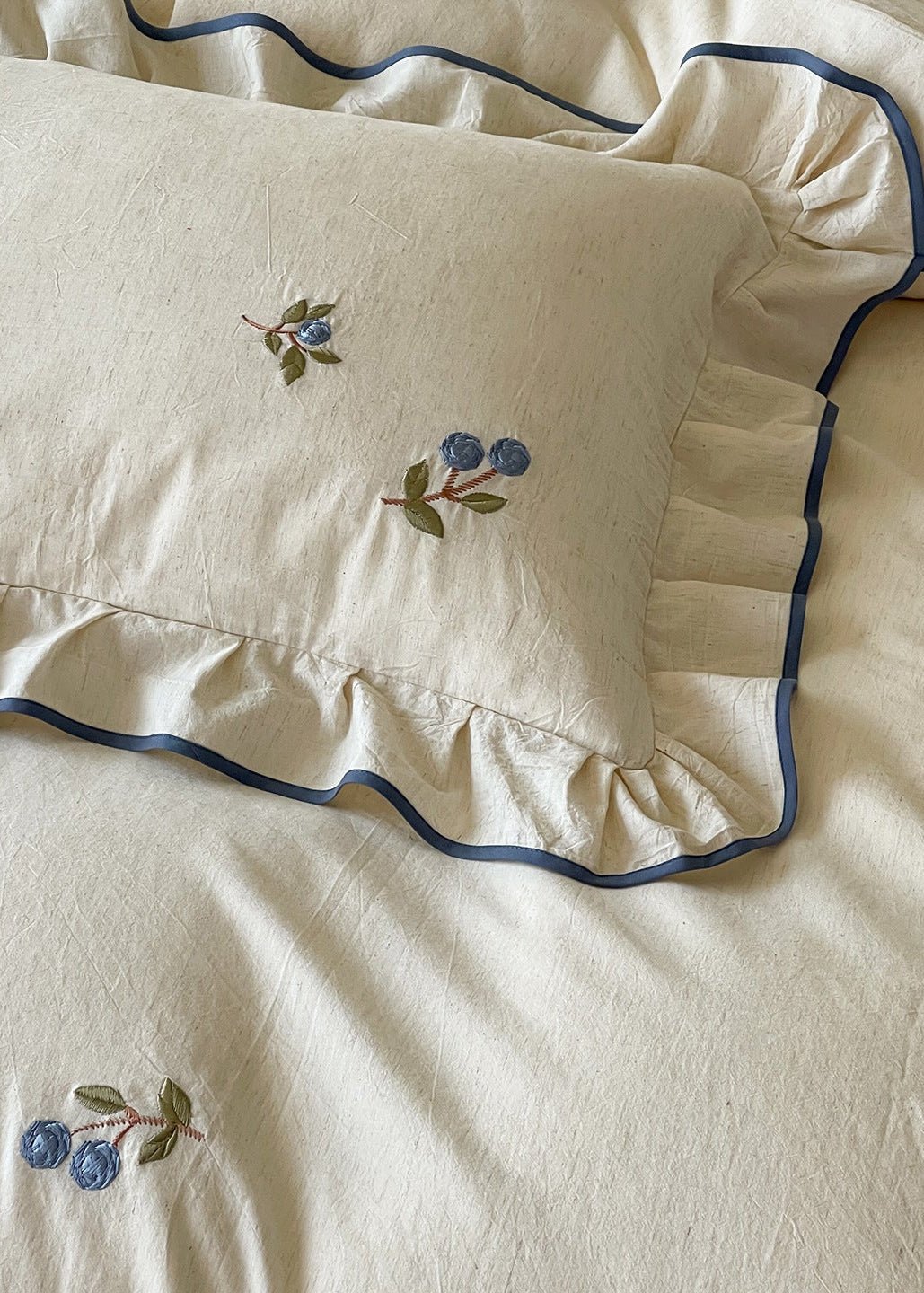 -Ever Lasting - Penelope Embroidery Bedding Set / Beige + Purple -Bedding Set -Ever Lasting