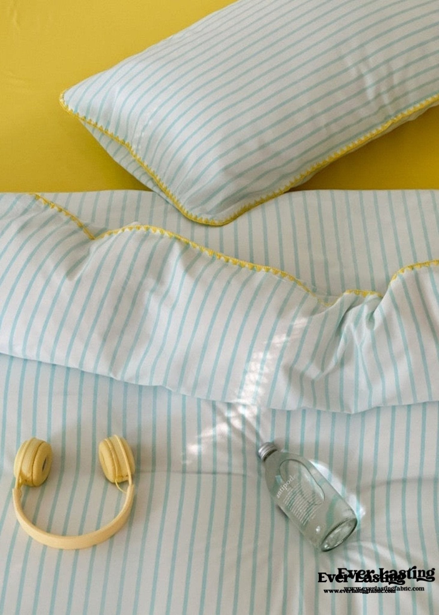 Pepper Candy Stripe Bedding Set / Blue + Yellow - Ever Lasting