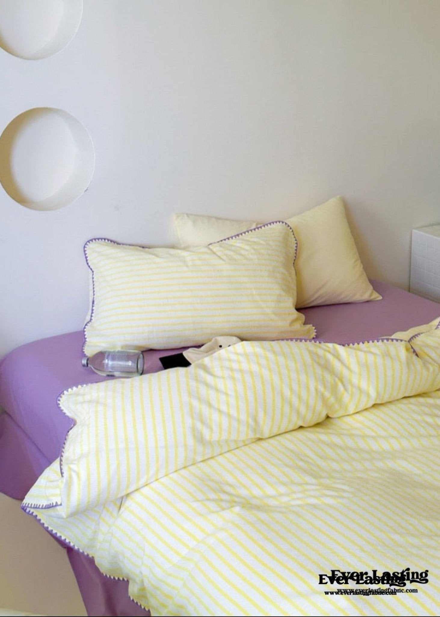 Pepper Candy Stripe Bedding Set / Blue + Yellow - Ever Lasting